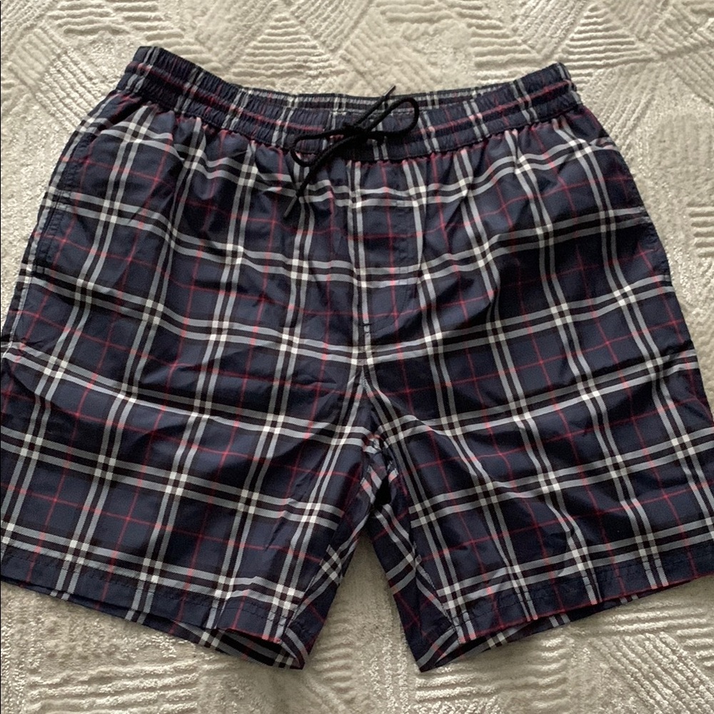 Burned men’s check shimming trunks